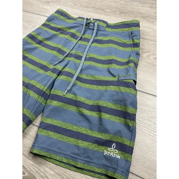Prana Men's Drawstring Swim Surf Board Shorts Blue Green Size 32 - Picture 1 of 9
